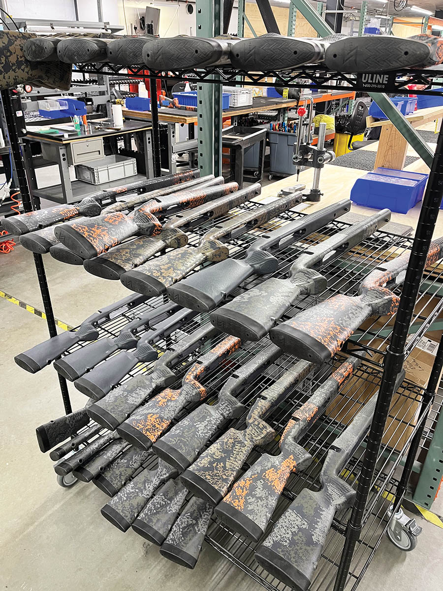 The company uses carbon fiber stocks with an embedded, aluminum, mini chassis for 2026 PH3 rifles. Finishes are applied by hand.